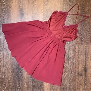 princess polly baby blue dress Fashionkilla Double Sculpted Slinky Bandeau Sheer Lace Hem Scarf Detail Maxi Dress in burgundy-Red main image 0